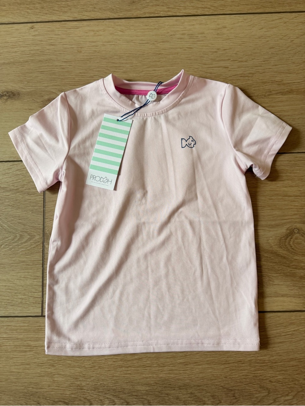 Prodoh Kids Light Pink Short-Sleeve Swim Coverup Tee with Fish Motif